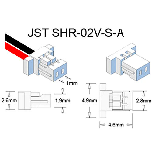 Reverse Polarity Jst Connector Cr Battery With Wire Leads Cmos Xump